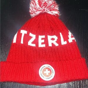 Red Switzerland Men’s Pom Pom Beanie